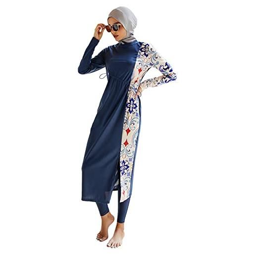 IMEKIS costume da bagno da donna musulmano, 3 pezzi, costume da bagno islamico burkini, a maniche lunghe, con pantaloni hijab, nero 11. , l