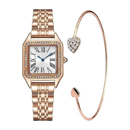 CIVO orologio donna bracciale set piazza analogico minimalista orologio da polso impermeabile cinturino acciaio inossidabile quarzo orologio da donna oro rosa diamanti orologi regalo donna