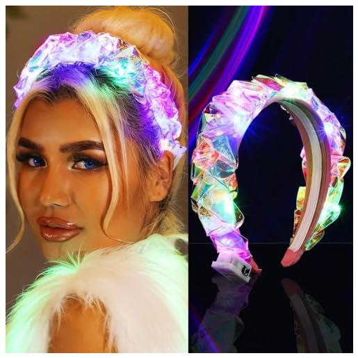 Zoestar fasce luminose fascia per capelli lampeggiante a led fascia per capelli con glitter laser accessori per capelli per feste in costume per donne e ragazze