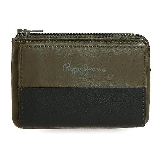 Pepe Jeans dual portafoglio verde 11 x 7 x 1,5 cm pelle, verde, taglia unica, portamonete