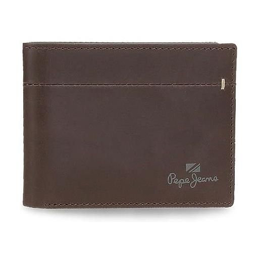 Pepe Jeans portafoglio orizzontale con portamonete, taglia unica, marrone, taglia unica, portafoglio orizzontale con portamonete