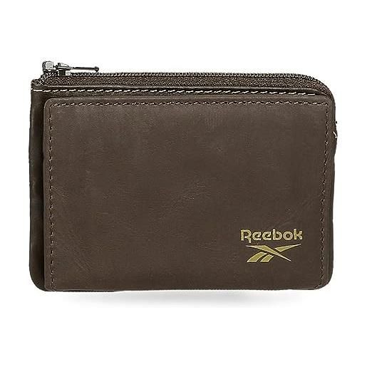 Reebok division portamonete con porta carte marrone 11x7x1,5 cm pelle, marrone, taglia unica, portafoglio con porta carte di credito