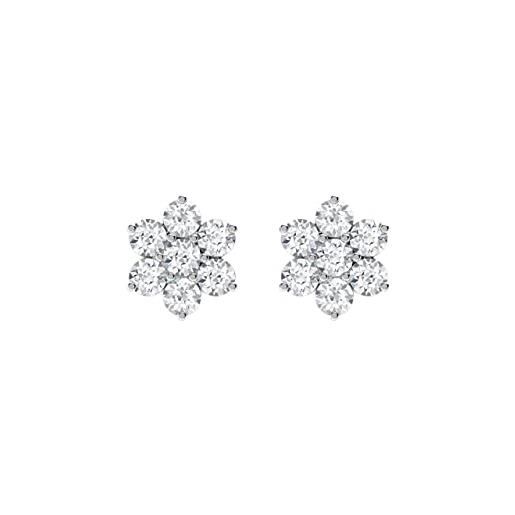 Diamondere orecchini da donna in oro bianco 9 kt con diamanti certificati e sette pietre, metallo pietra, diamante