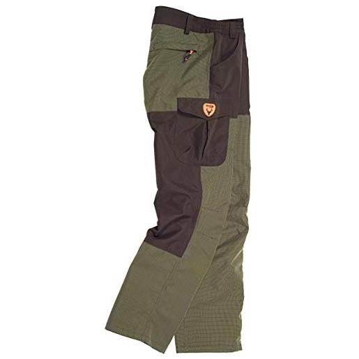 S-ROX workteam - pantaloni impermeabili in tessuto oxford combinati con tessuto ripstop anti-spina due tasche con apertura rotonda sui lati, da uomo verde militare/marrone xl