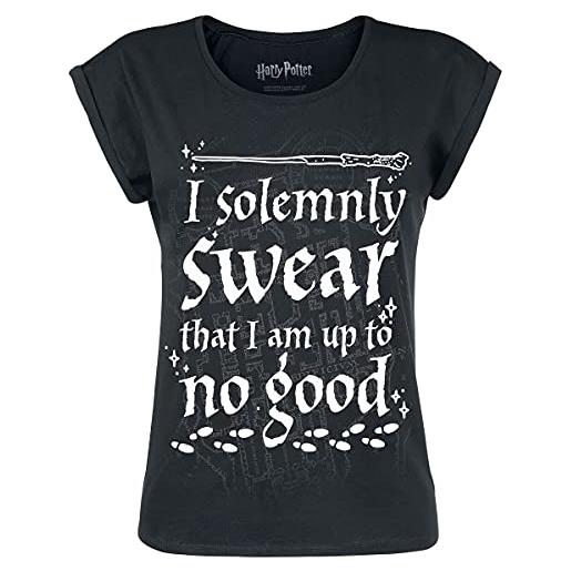 Harry Potter i solemnly swear donna t-shirt nero s 100% cotone largo