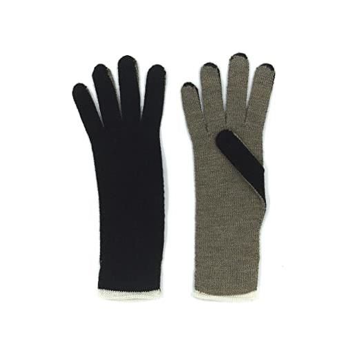 Gallo guanti donna lana, seta e cashmere nero tinta unita e contrasti