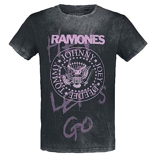 Ramones hey ho let's go donna t-shirt grigio m 100% cotone regular