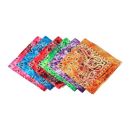 NUOBESTY 6pcs paisley bandana tie dye bandana hippie paisley fascia in cotone hearwear (colore misto)