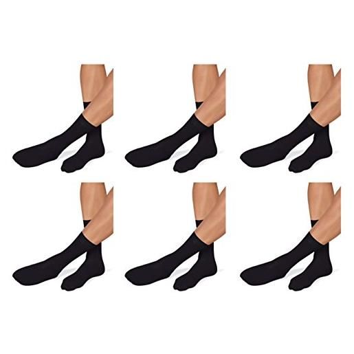 ROSSI 6 paia calzini uomo corto chiffon filo di scozia rimagliato a mano art. 4910 (13, nero)