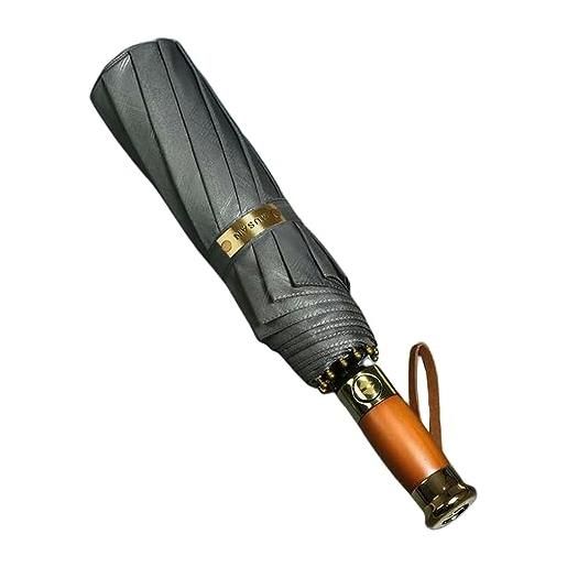 NOGRAX ombrello retro business maniglia in legno solido ombrello automatico 10 osso ombrello resistente al vento per uomini maschio-grigio - modello