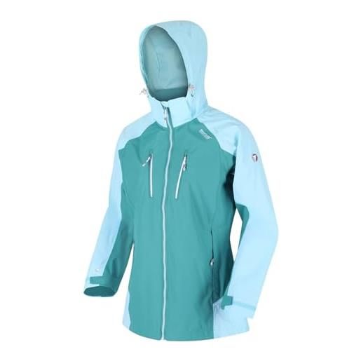Regatta bertille giacca shell impermeabile traspirante con cappuccio e tasche multiple, donna, turquoise/cool. Aqua, 14