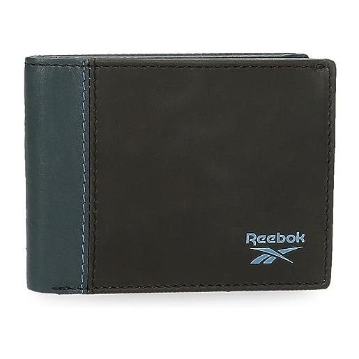 Reebok division portafoglio orizzontale con portafoglio nero 11x8x1 cm pelle, nero, taglia unica, portafoglio orizzontale con portafoglio