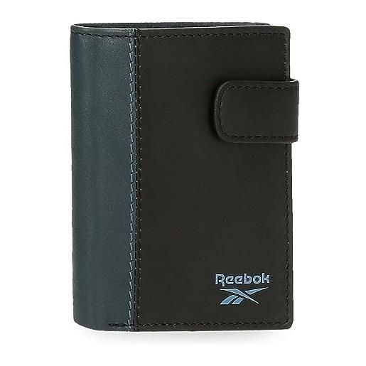 Reebok division portafoglio verticale con chiusura a clic nero 8,5x10,5x1 cm pelle, nero, taglia unica, portafoglio verticale con chiusura a clic