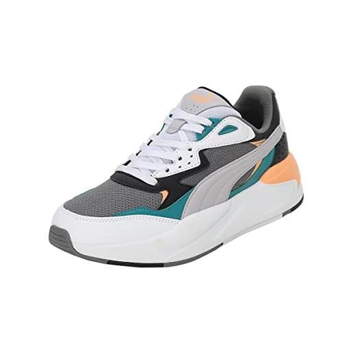 PUMA unisex adults' fashion shoes x-ray speed trainers & sneakers, cast iron-marble-PUMA white-orange peach, 41