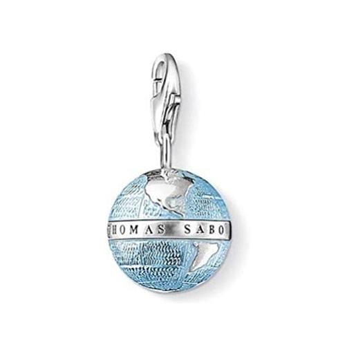 Thomas Sabo charm club pendente da donna a forma di globo terrestre in argento sterling 925 0754-007-1, Thomas Sabo name blue globe