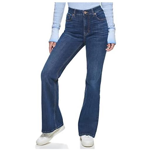 DKNY jeans da donna boreum high rise flare dark wash, 26