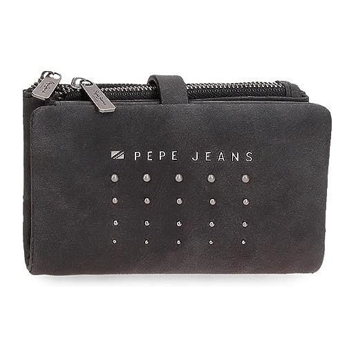Pepe Jeans holly portafoglio con porta carte di credito nero 14,5 x 9 x 2 cm pelle sintetica, nero, taglia unica, portafoglio con porta carte di credito