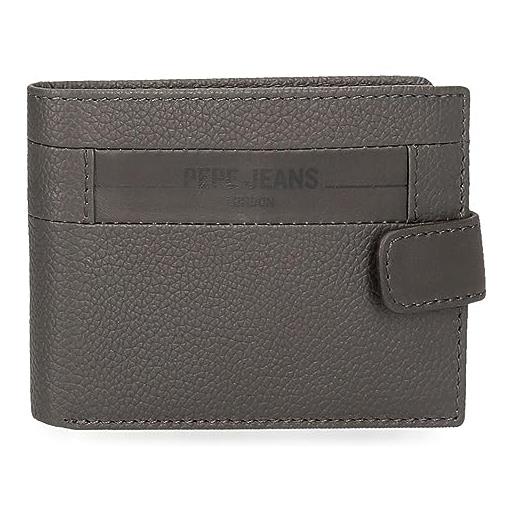 Pepe Jeans checkbox - portafoglio orizzontale con chiusura a scatto, 11 x 8,5 x 1 cm, in pelle, grigio, taglia única, portafoglio orizzontale con chiusura a scatto, grigio, taglia unica, portafoglio
