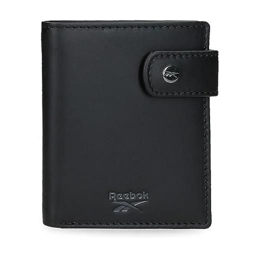 Reebok switch portafoglio verticale con chiusura a scatto nero 8,5 x 10,5 x 1 cm pelle, nero, taglia unica, portafoglio verticale con chiusura a clic