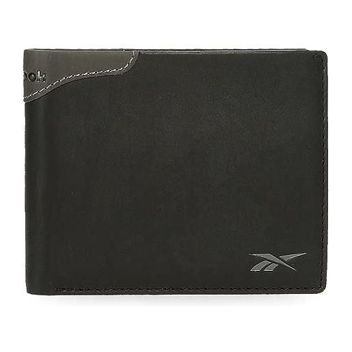 Reebok club portafoglio con portafoglio nero 12,5 x 9,5 x 1 cm pelle, nero, taglia unica, portafoglio con portafoglio