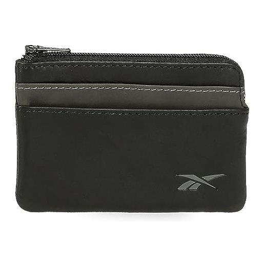 Reebok club portafoglio nero 11 x 7 x 1,5 cm pelle, nero, taglia unica, portamonete