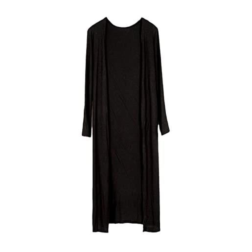 MXJHKIUR primavera ed estate cardigan donna modale lungo cotone maglione, nero, taglia unica