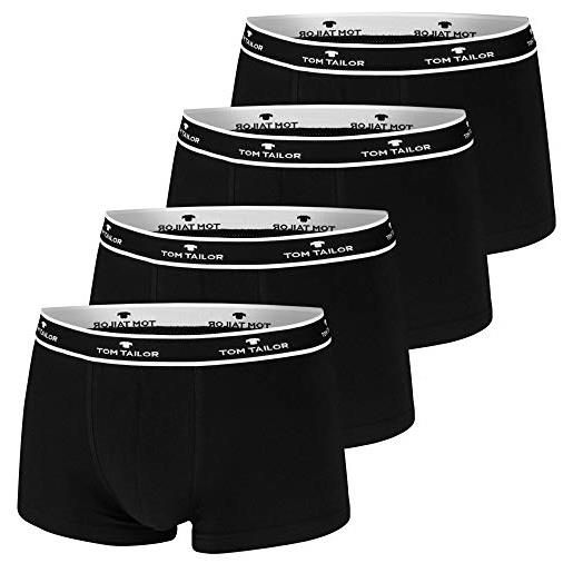 Tom tailor boxershorts, 4 pezzi, nero, sportivo, comodo, semplice, indeformabile, morbido 4 x nero medium/(46)