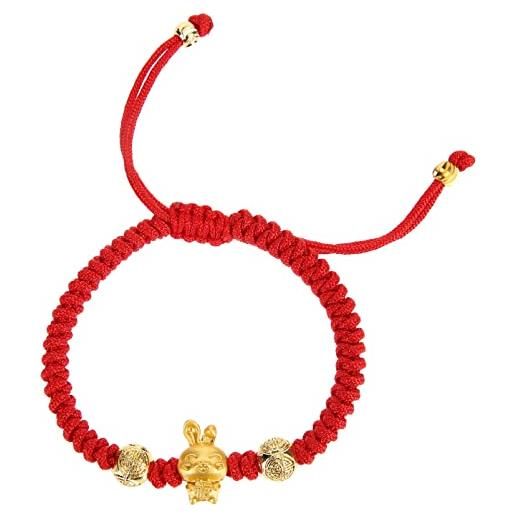 Vaguelly 1pc 2023 braccialetto di fascino coniglio segno zodiacale cinese fortunato braccialetto di corda anno fortunato conigli braccialetto amuleto regalo di capodanno