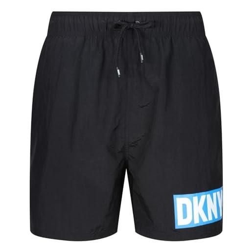 DKNY costume uomo, pantaloncini da bagno, in nylon, ad asciugatura rapida, per adulti, colore nero, xl