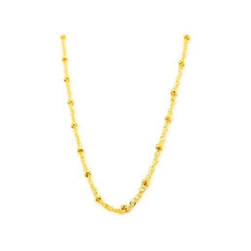 Monde Petit mondepetit - catena collana singapore oro giallo 18k lunghezza 45 cm spessore 1.6 mm - scatola regalo - certificato di garanzia