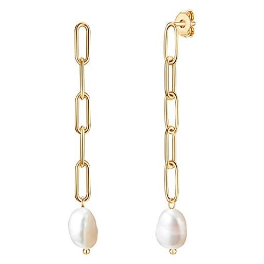 Valero Pearls orecchini da donna in acciaio inox con perle coltivate d'acqua dolce, circa 8,3 mm