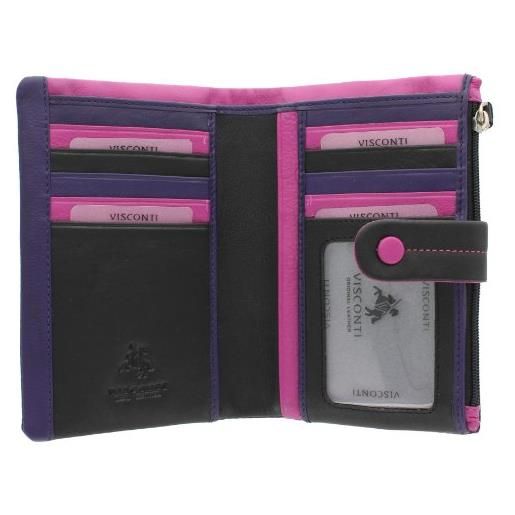 VISCONTI portafoglio da donna in pelle multicolore mimi collezione malibu m87 nero/rosa/popora