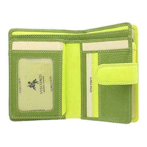 VISCONTI portafoglio da donna in pelle rainbow stile rb51 rfid blocco verde multi