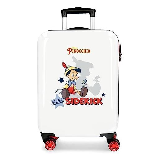 CARTOON trolley da viaggio pinocchio, disney, valigia in abs da 55 cm, bagaglio a mano