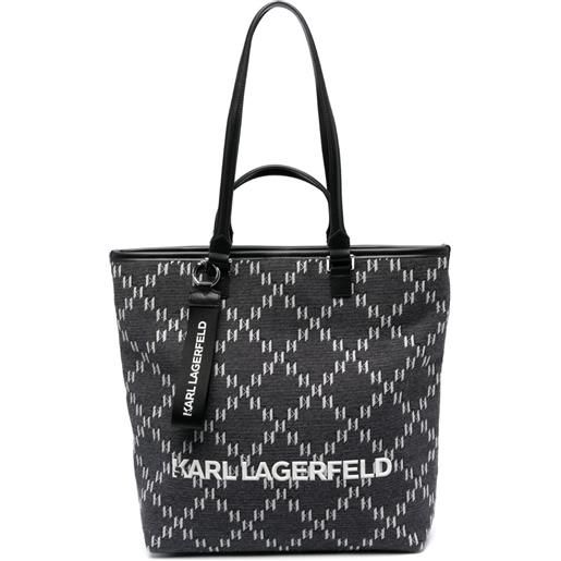 Karl Lagerfeld borsa tote con monogramma jacquard - nero