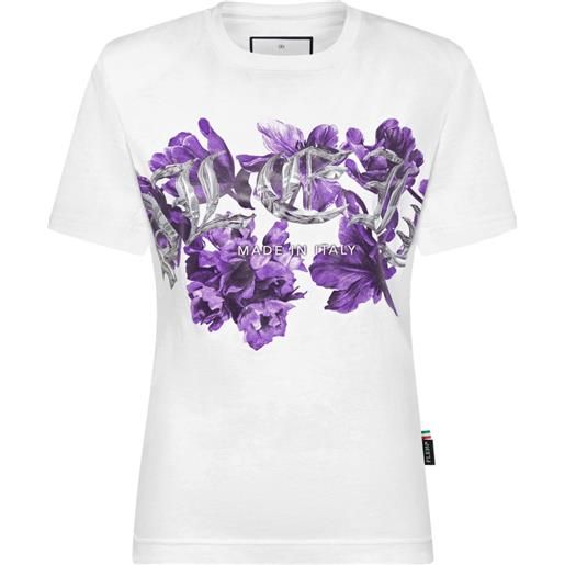 Philipp Plein t-shirt a fiori - bianco