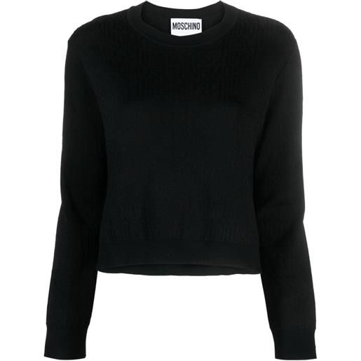 Moschino maglione con monogramma jacquard - nero