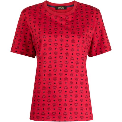 MCM t-shirt con motivo monogramma - rosso