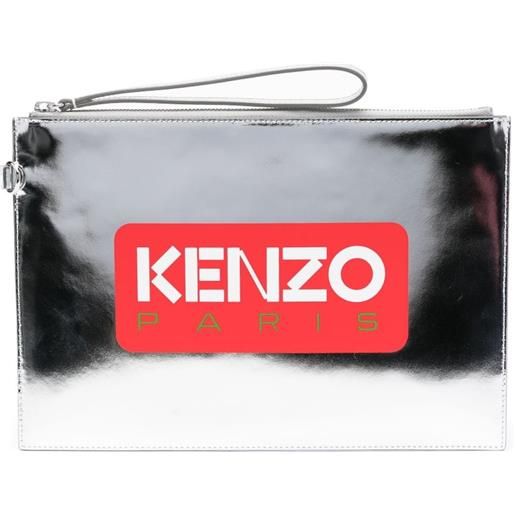 Kenzo clutch con stampa - argento