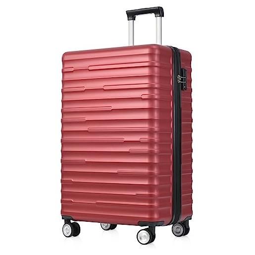 Merax set di valigie rigide in materiale abs, leggero, bagaglio a mano, espandibile, lucchetto tsa, manico telescopico, 4 ruote, m-37 x 24,5 x 56,5 cm, elegante rosso, colore: rosso, m, valigetta