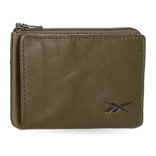 Reebok club portafoglio con porta carte di credito verde 11x7x1,5 cm pelle, verde, taglia unica, portafoglio con porta carte di credito