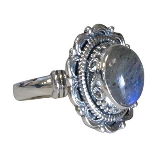 DG-EXODIF anello labradorite in argento 925 rotondo t52, argento