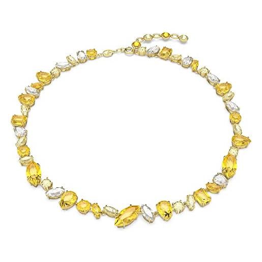 Swarovski collana gema, taglio misto, giallo, placcato color oro