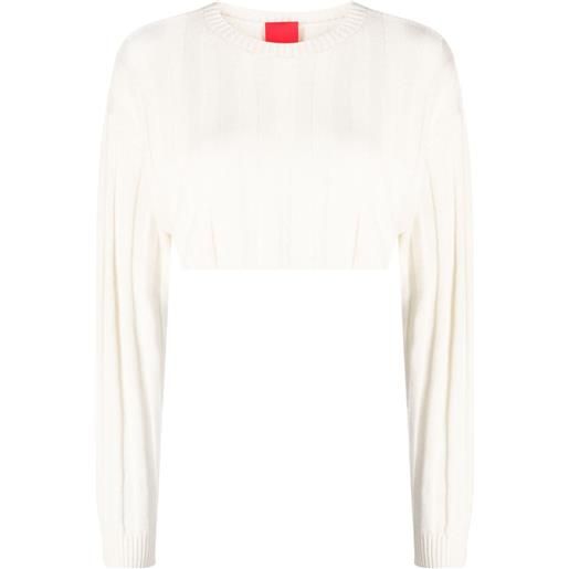 Cashmere In Love maglione crop remy a coste - bianco