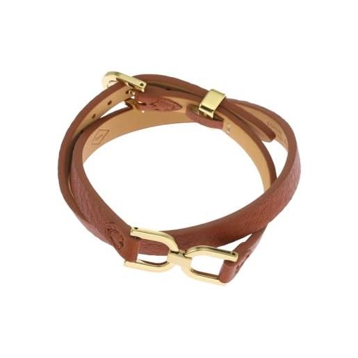 Fossil bracciale donna, bracciale heritage d-link in pelle, marrone (brown)