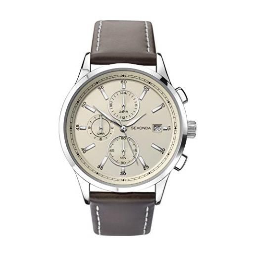 Sekonda watches orologio multi-quadrante quarzo uomo con cinturino in pelle 1394.27