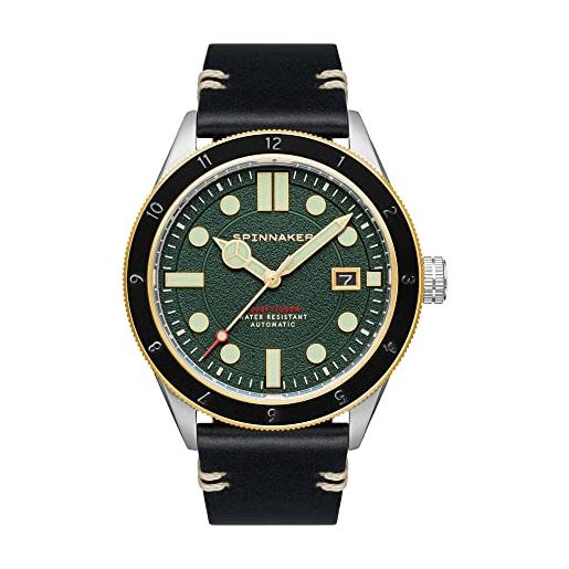 Spinnaker mens 43mm cahill 300 automatic forest green watch with genuine leather strap sp-5096-03