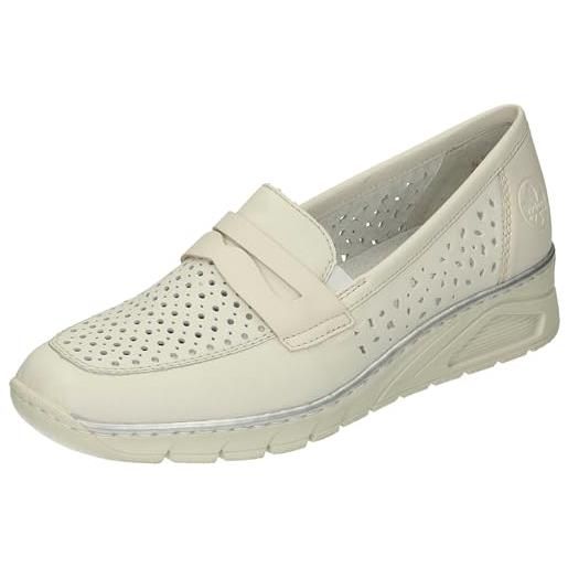 Rieker n3356, mocassino donna, bianco, 39 eu