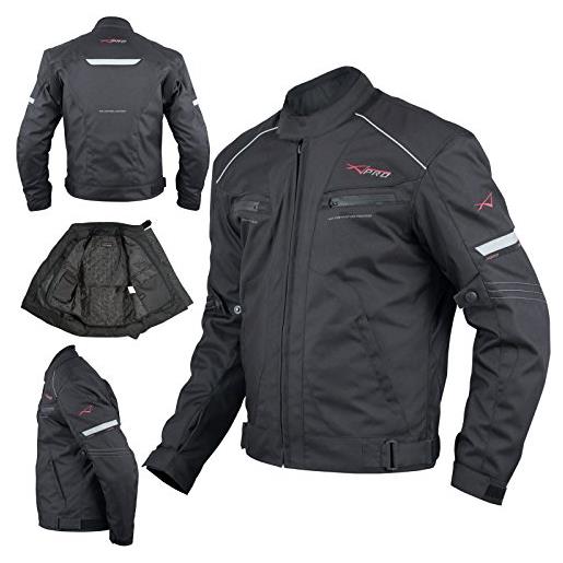 A-Pro giacca moto sport tessuto protezioni ce impermeabile ventilata nero s