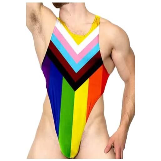 HSQSMWJ uomo wrestling bodysuit thong jumpsuit mankini singlet underwear (color: multicolored, size: m)